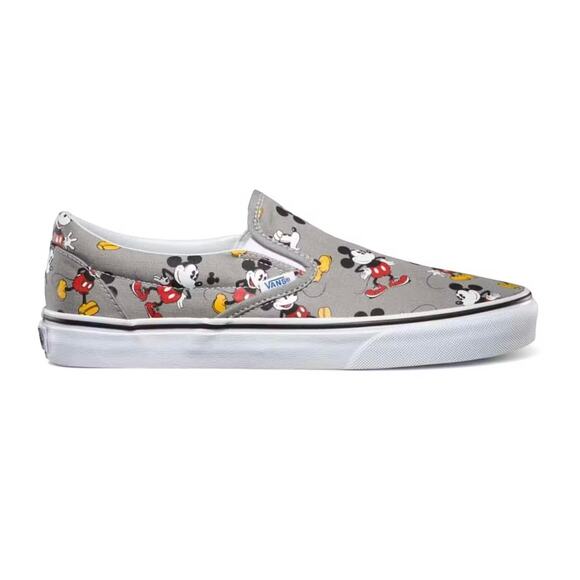 Vans Shoes - Vans x Disney Classic Slip-On, Mickey Mouse “True Original”, Gray Canvas